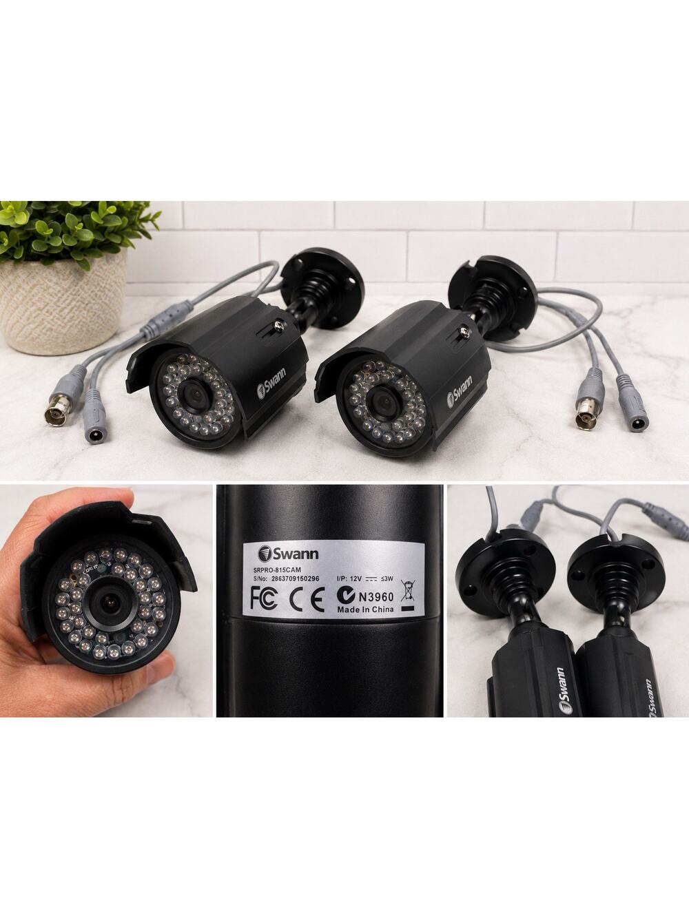 Swann SRPRO-815CAM Security Cameras IR Night Vision Lot of 2 One Broken Mount